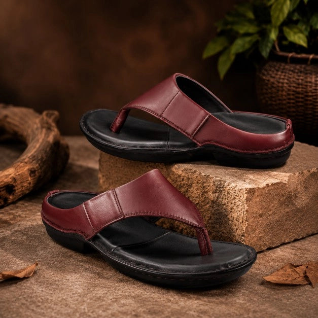 Men's Pure Leather Comfort Mehroon Sandals